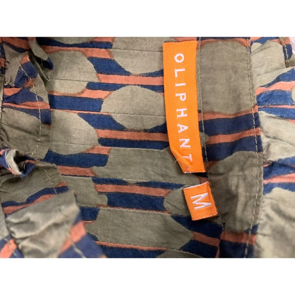 Oliphant Geometric Ruffle Sleeve Blouse - Brown and Purple - Picture 5 of 6